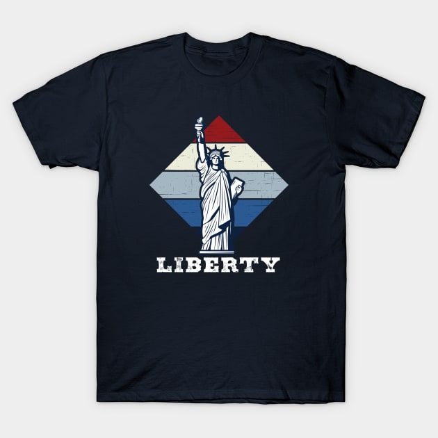 Patriotic American Statue of Liberty Retro Distressed T-Shirt by CoffeeandTeas